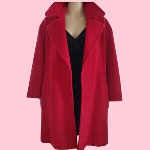 Etienne Aigner Parisian Rouge Red Swing Wool Coat 38 6 M